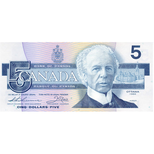 BC-56b 1986 Canada $5 Thiessen-Crow, FNY, UNC