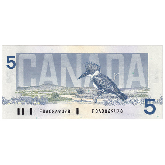 BC-56b 1986 Canada $5 Thiessen-Crow, FOA, AU-UNC