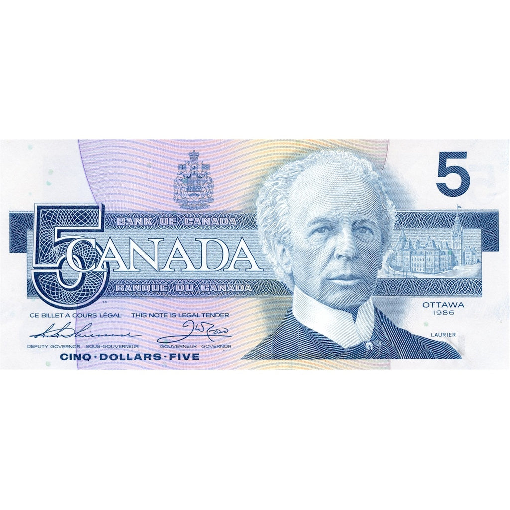 BC-56b 1986 Canada $5 Thiessen-Crow, FOB, Uncirculated (MS60)