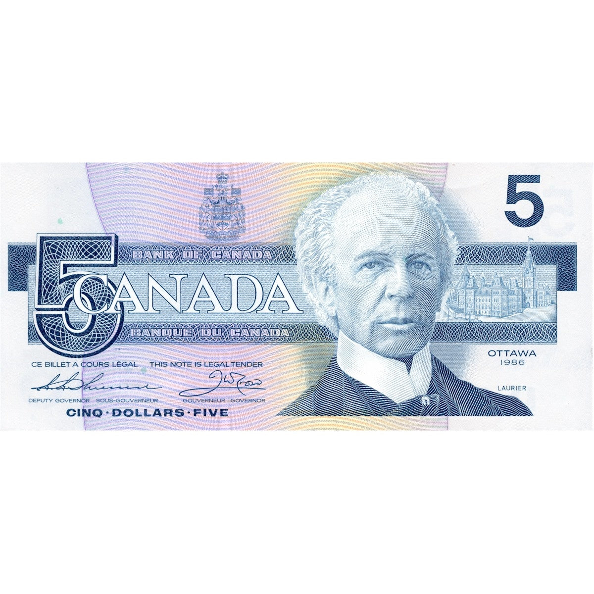 BC-56b 1986 Canada $5 Thiessen-Crow, FOU, Uncirculated (MS60)
