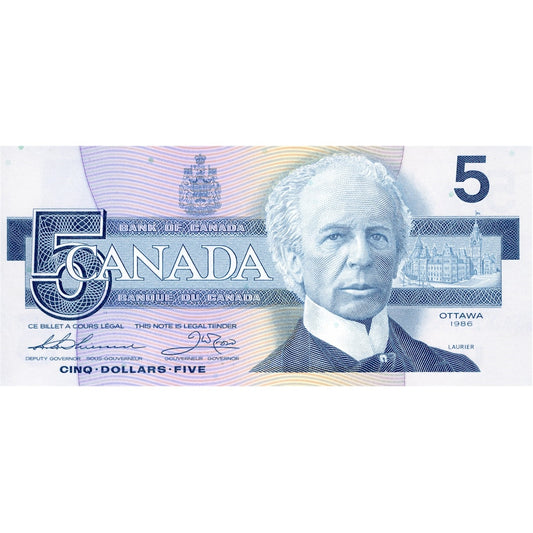 BC-56b 1986 Canada $5 Thiessen-Crow, FPU, UNC