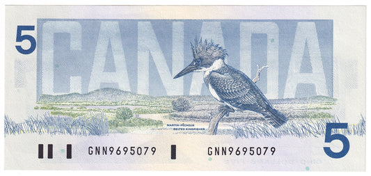 BC-56b 1986 Canada $5 Thiessen-Crow, GNN, AU-UNC