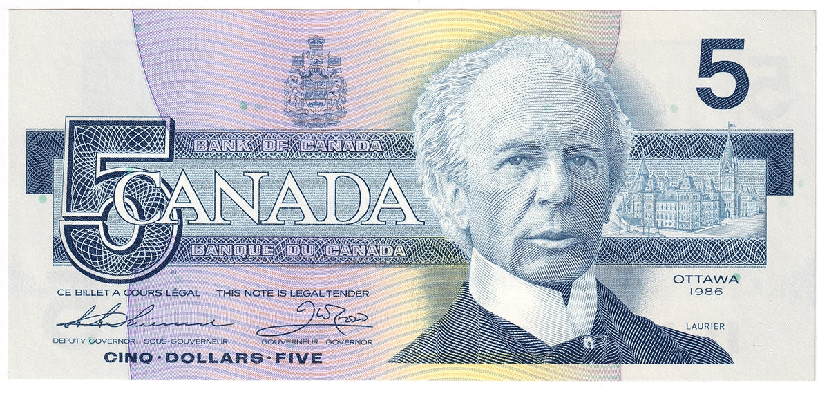 BC-56b 1986 Canada $5 Thiessen-Crow, GNN, AU-UNC