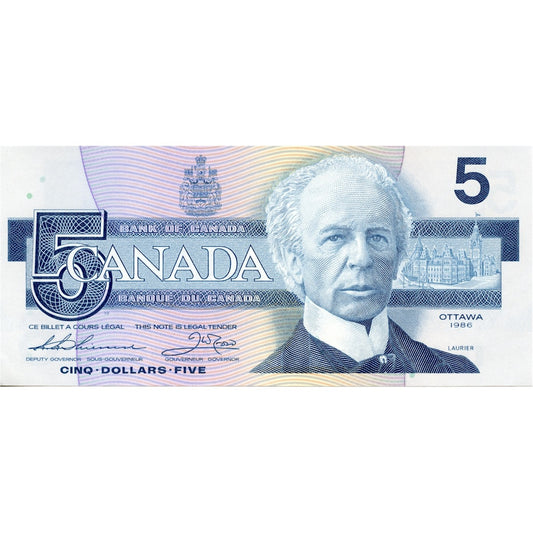 BC-56b 1986 Canada $5 Thiessen-Crow, GNR, UNC