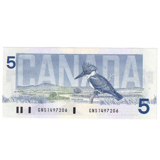 BC-56b 1986 Canada $5 Thiessen-Crow, GNS, AU-UNC