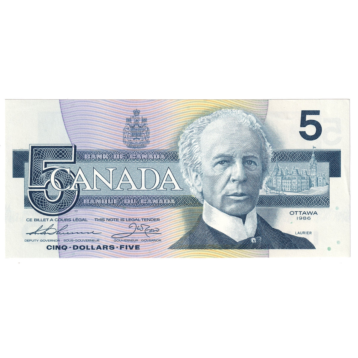 BC-56b 1986 Canada $5 Thiessen-Crow, GNV, AU-UNC