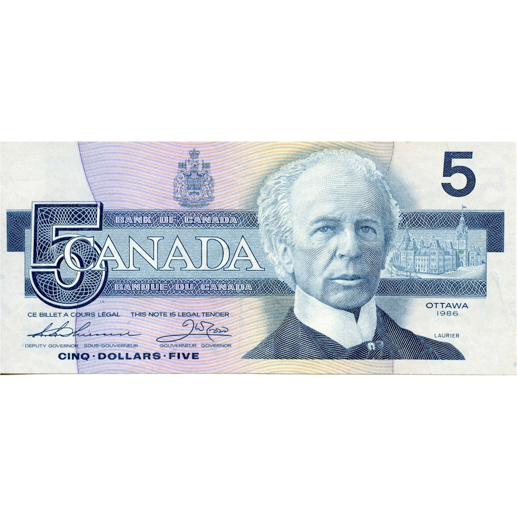 BC-56bA 1986 Canada $5 Thiessen-Crow, Large FNX, Circ