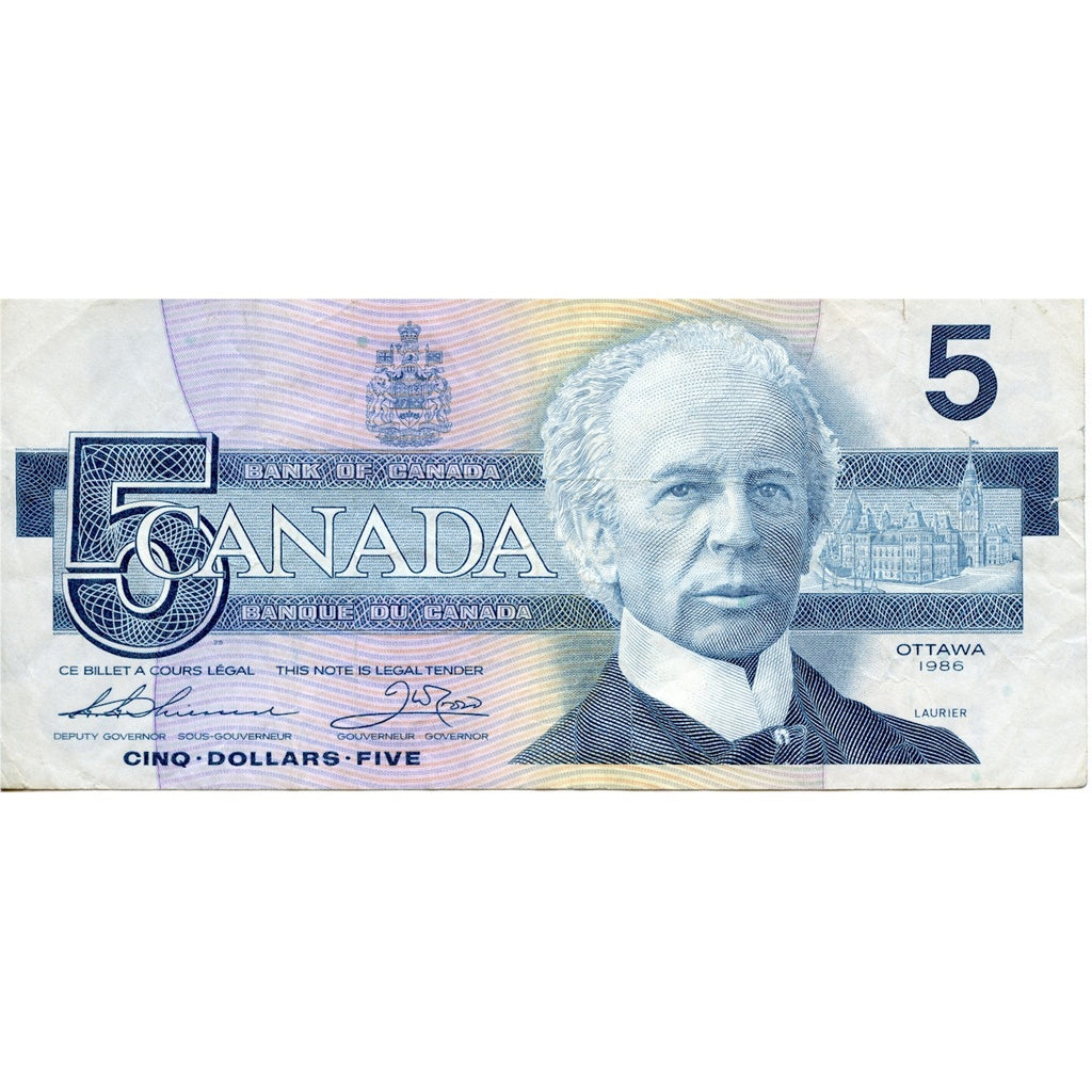 BC-56bA 1986 Canada $5 Thiessen-Crow, Small FNX, Circ