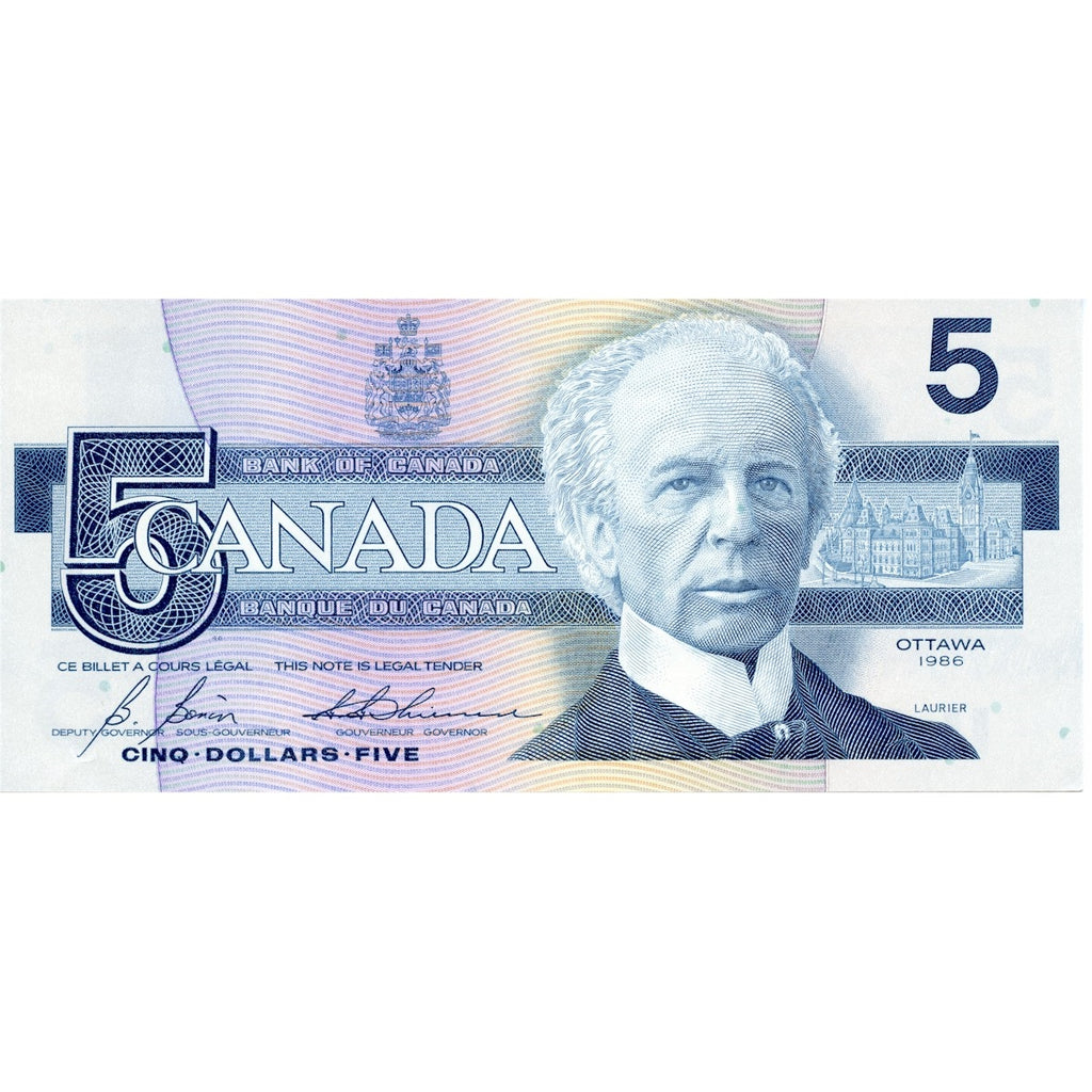 BC-56c 1986 Canada $5 Bonin-Thiessen, GOK, AU-UNC