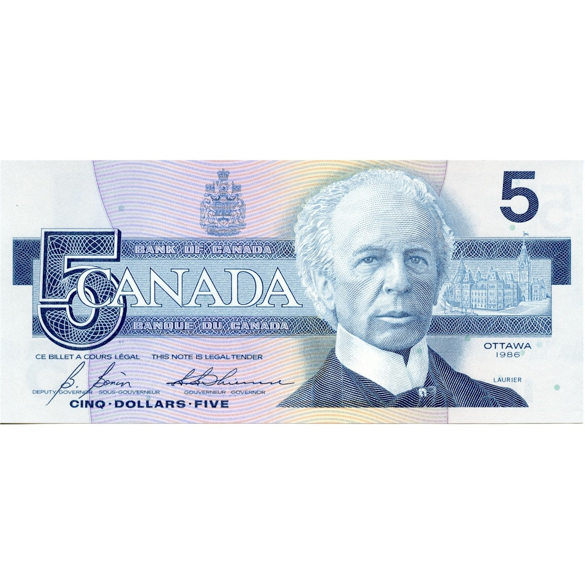 BC-56c 1986 Canada $5 Bonin-Thiessen, GON, Uncirculated (MS60)