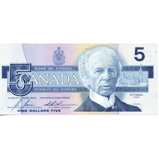 BC-56c 1986 Canada $5 Bonin-Thiessen, GOV, UNC