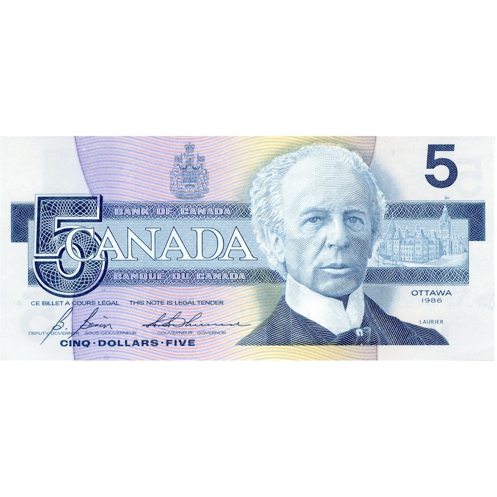 BC-56c 1986 Canada $5 Bonin-Thiessen, GOZ, AU-UNC