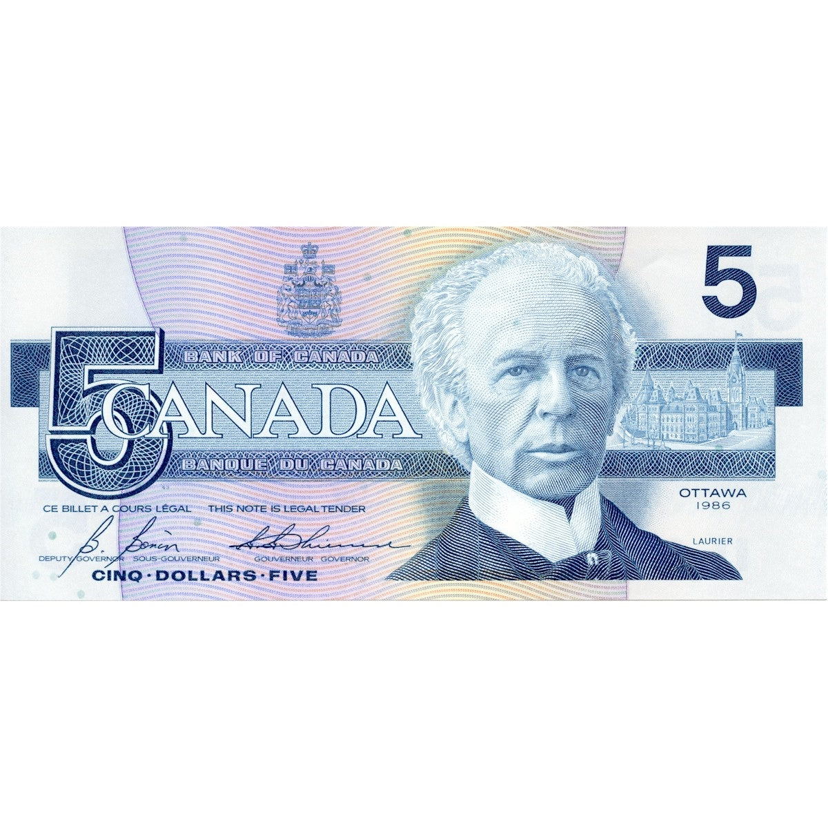 BC-56c 1986 Canada $5 Bonin-Thiessen, GPC, Uncirculated (MS60)