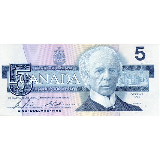 BC-56c 1986 Canada $5 Bonin-Thiessen, GPH, CUNC