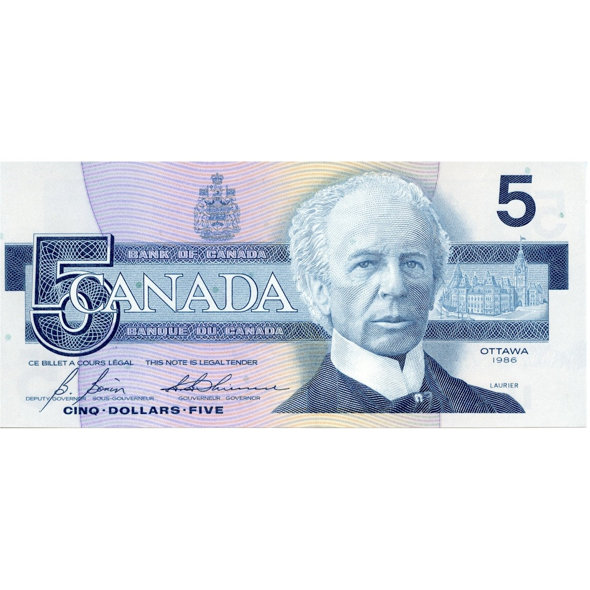 BC-56c 1986 Canada $5 Bonin-Thiessen, GPU, Uncirculated (MS60)