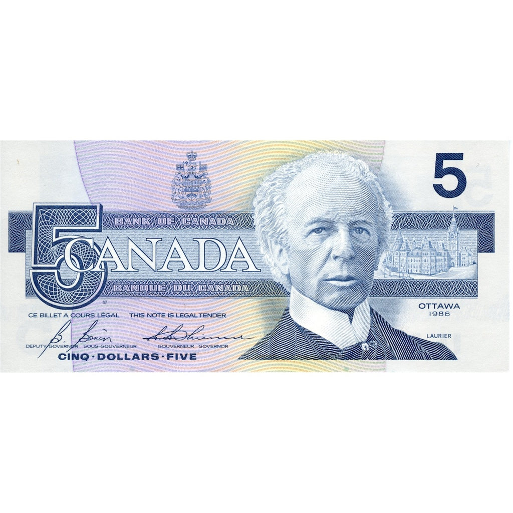 BC-56c-i 1986 Canada $5 Bonin-Thiessen, ANE, Choice Uncirculated (CUNC63)