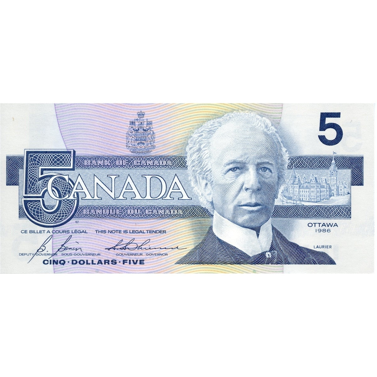 BC-56c-i 1986 Canada $5 Bonin-Thiessen, ANE, Choice Uncirculated (CUNC63)