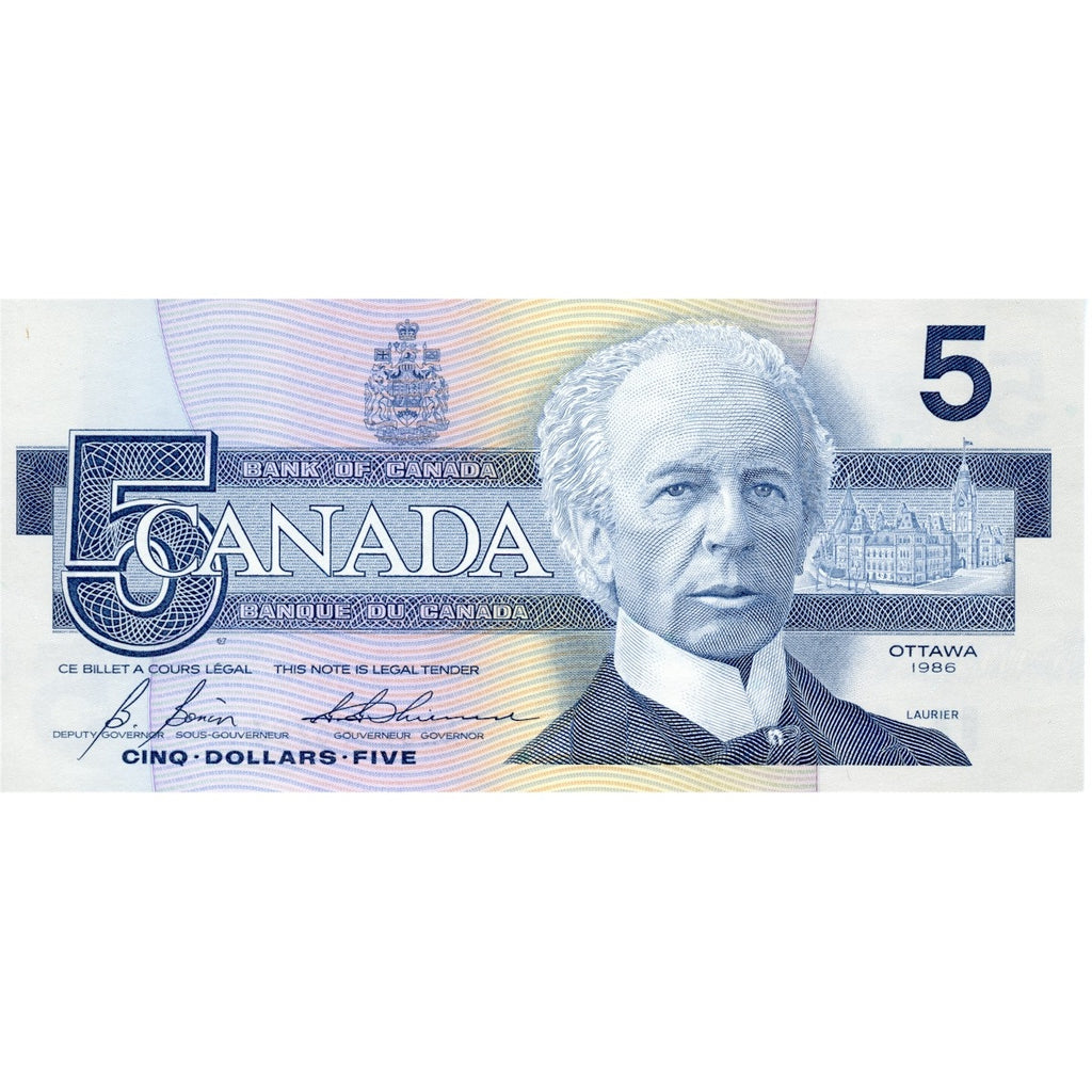 BC-56c-i 1986 Canada $5 Bonin-Thiessen, ANG, Choice Uncirculated (CUNC63)