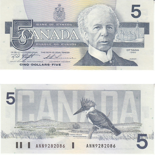 BC-56d 1986 Canada $5 Knight-Thiessen, ANN, UNC