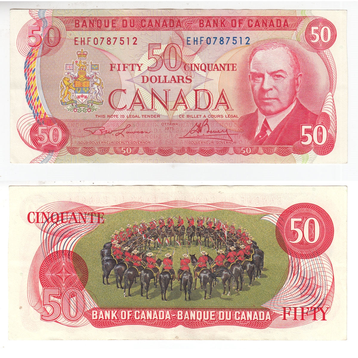BC-51a-i 1975 Canada $50 Lawson-Bouey, EHF, Extra Fine (EF40)