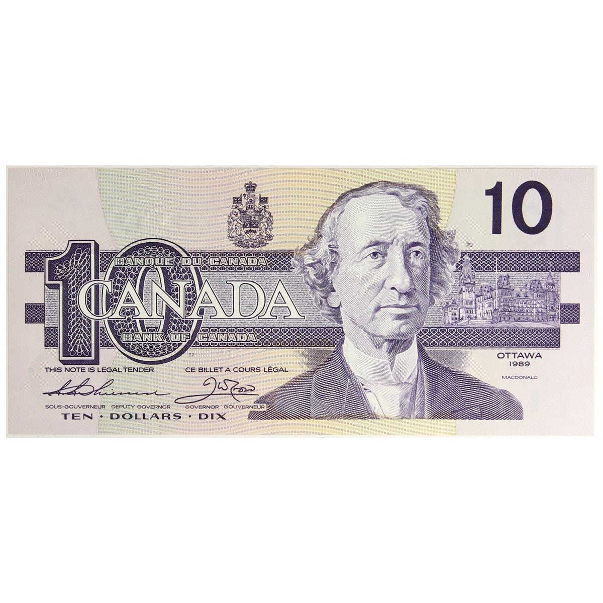 BC-57a 1989 Canada $10 Thiessen-Crow, ATM, Choice Uncirculated (CUNC63)