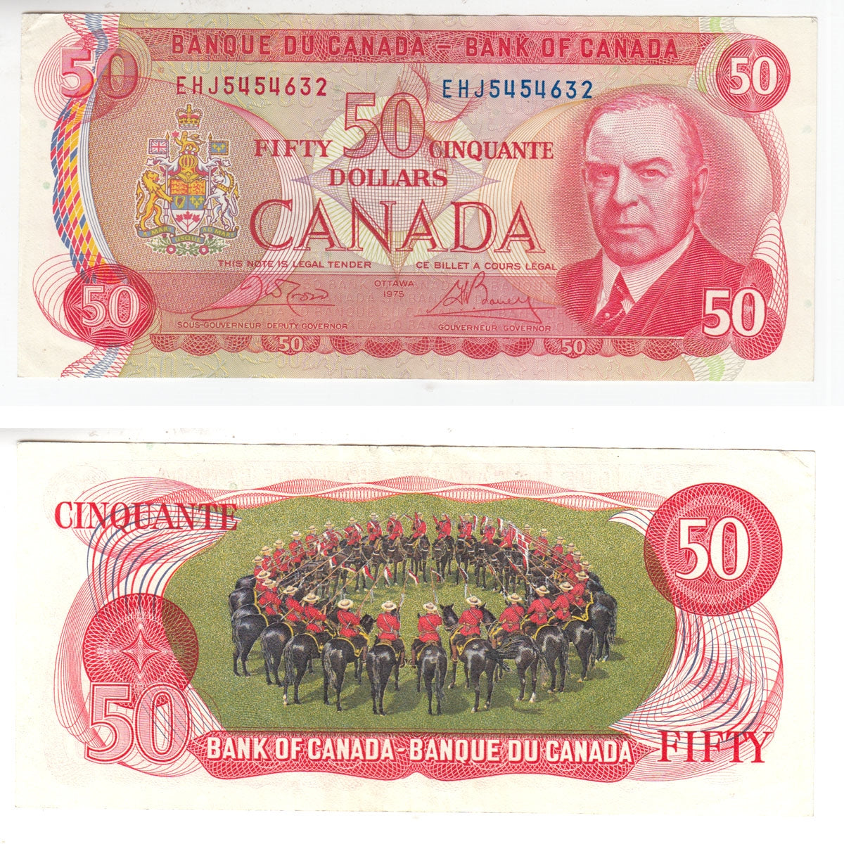 BC-51b 1975 Canada $50 Crow-Bouey, EHJ, Almost Uncirculated (AU50)