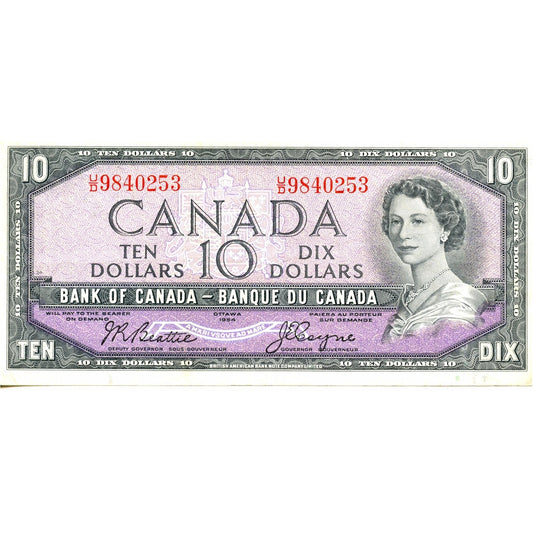 BC-40a 1954 Canada $10 Beattie-Coyne, U/D, Very Fine (VF20)