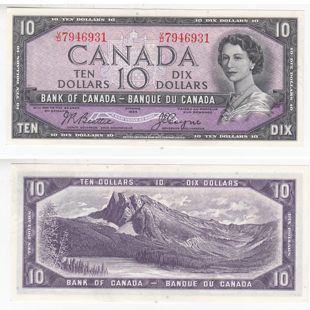 BC-40a 1954 Canada $10 Beattie-Coyne, V/D, EF-AU (EF45)