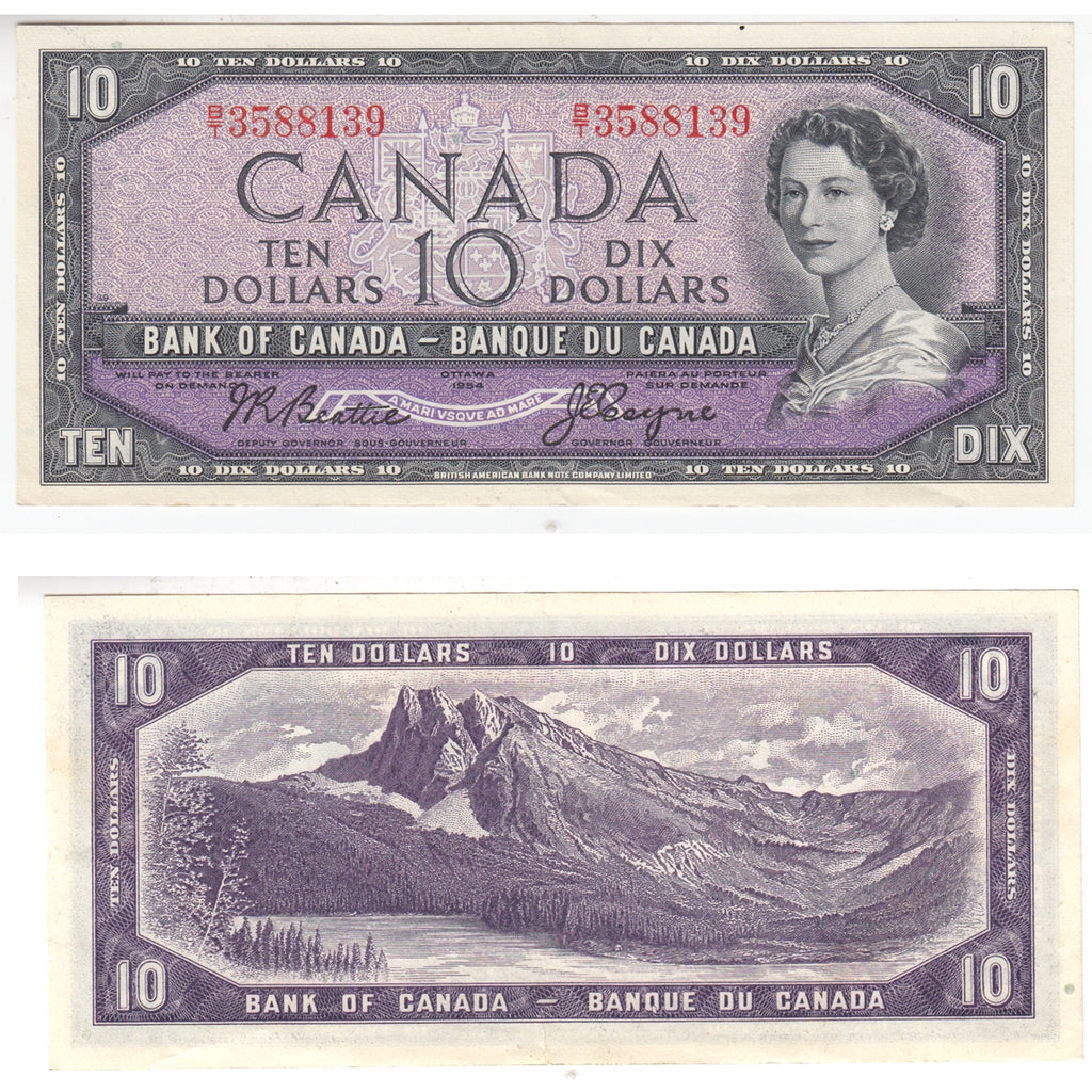 BC-40a 1954 Canada $10 Beattie-Coyne, B/T, Extra Fine (EF40)