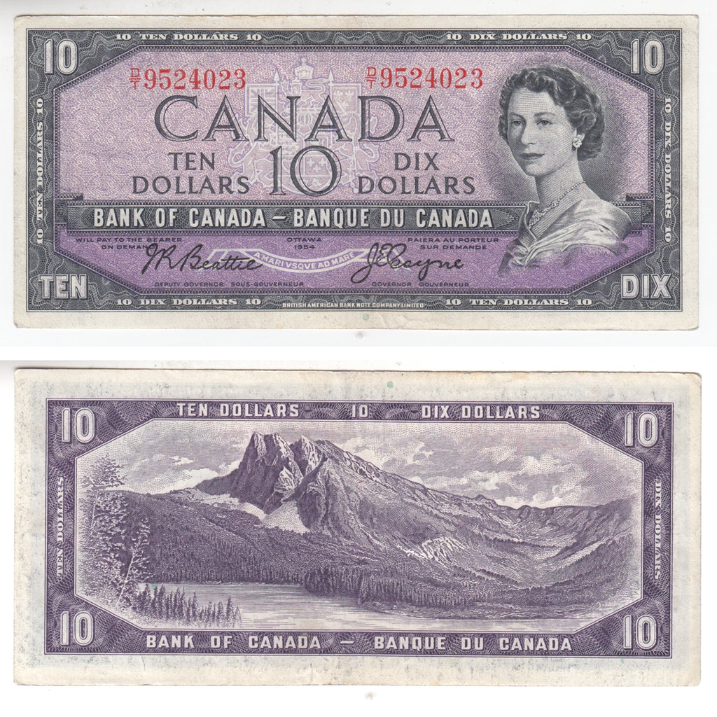 BC-40a 1954 Canada $10 Beattie-Coyne, D/T, Extra Fine (EF40)