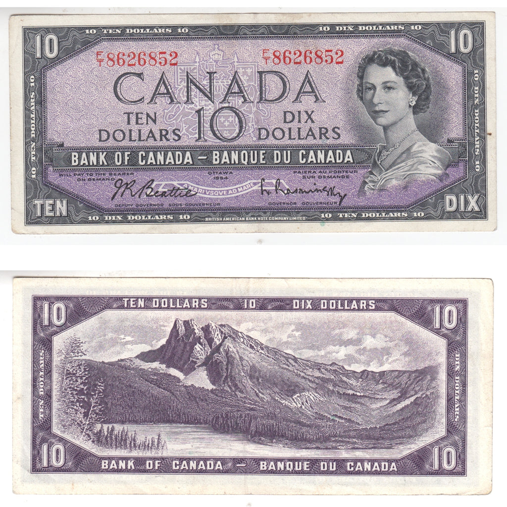 BC-40b 1954 Canada $10 Beattie-Rasminsky, F/T, EF-AU (EF45)