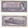 BC-40b 1954 Canada $10 Beattie-Rasminsky, H/T, EF-AU (EF45)