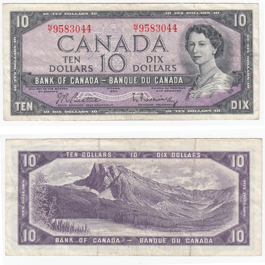 BC-40b 1954 Canada $10 Beattie-Rasminsky, N/T, Very Fine (VF20)