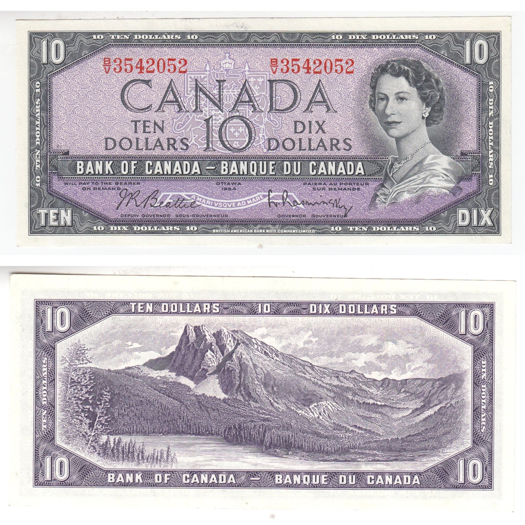 BC-40b 1954 Canada $10 Beattie-Rasminsky, B/V, Uncirculated (MS60)