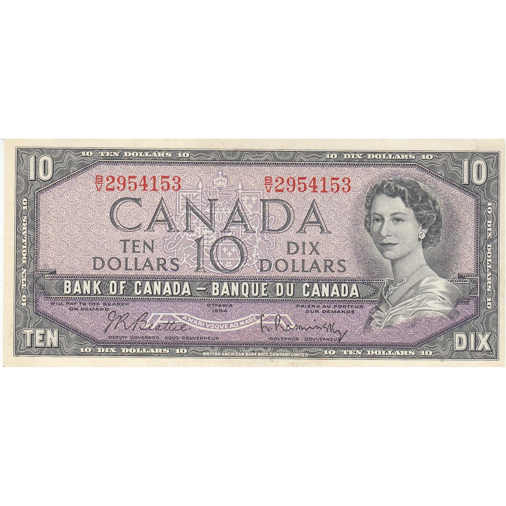 BC-40b 1954 Canada $10 Beattie-Rasminsky, B/V, Extra Fine (EF40)
