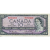 BC-40b 1954 Canada $10 Beattie-Rasminsky, G/V, F-VF (F15)