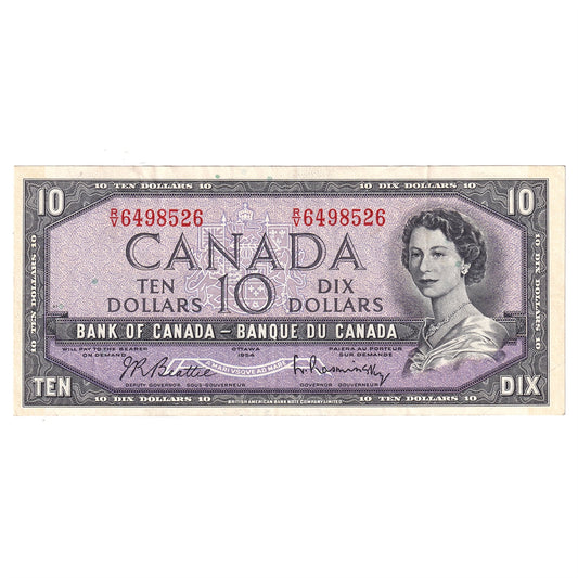 BC-40b 1954 Canada $10 Beattie-Rasminsky, R/V, VF-EF (VF30)