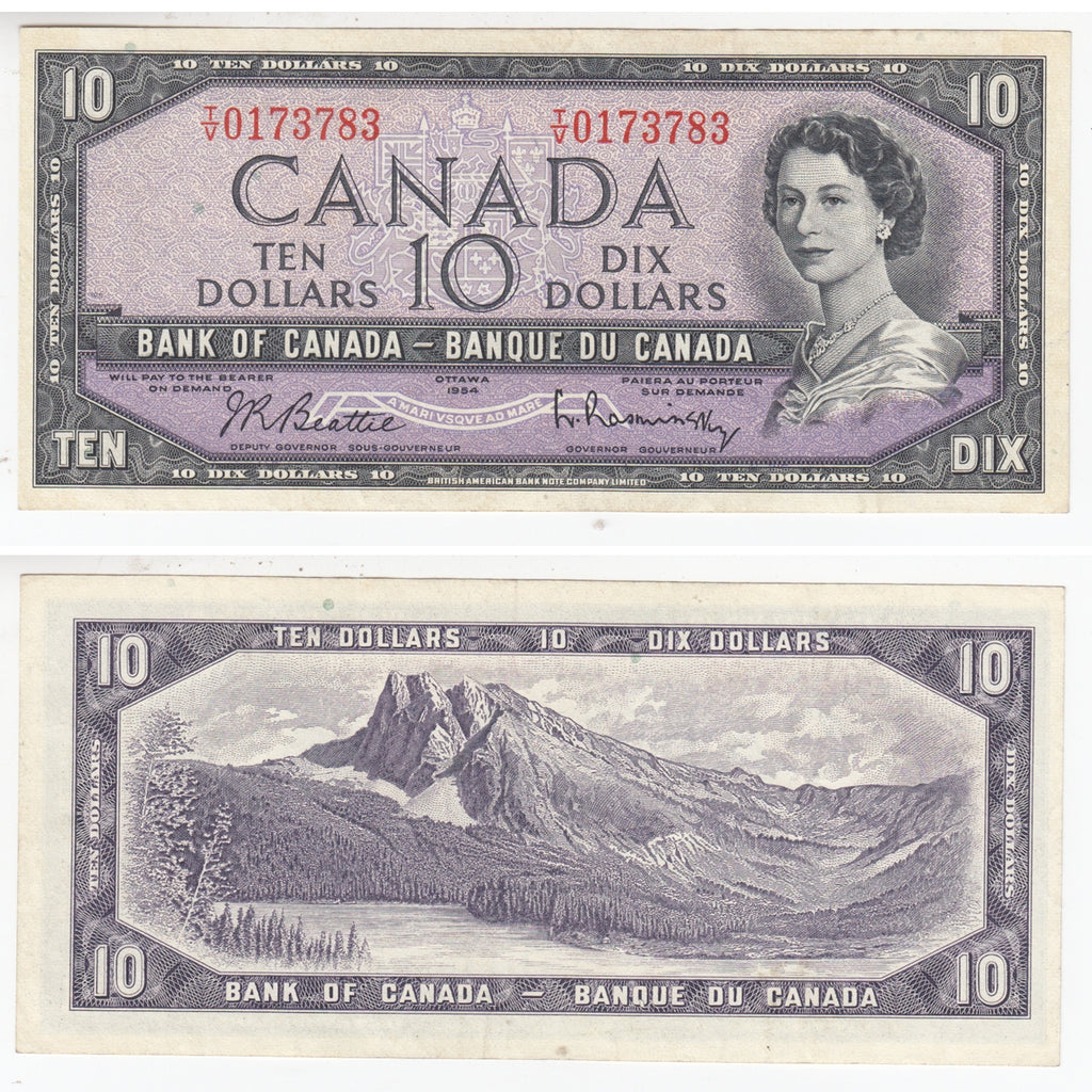 BC-40b 1954 Canada $10 Beattie-Rasminsky, T/V, VF-EF (VF30)
