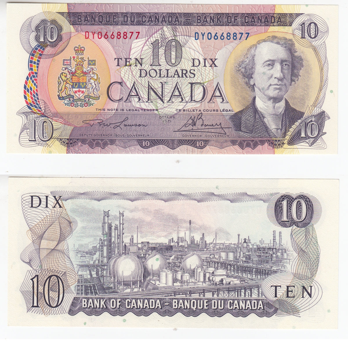 BC-49c 1971 Canada $10 Lawson-Bouey, DY, Choice Uncirculated (CUNC63)