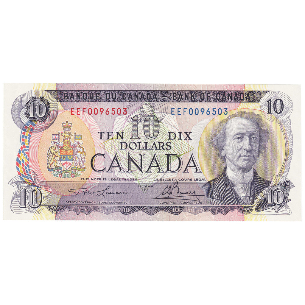 BC-49c-i 1971 Canada $10 Lawson-Bouey, EEF, Almost Uncirculated (AU50)