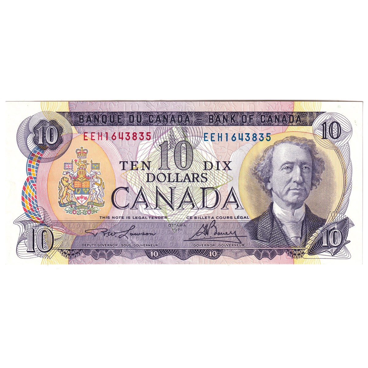BC-49c-i 1971 Canada $10 Lawson-Bouey, EEH, CIRC