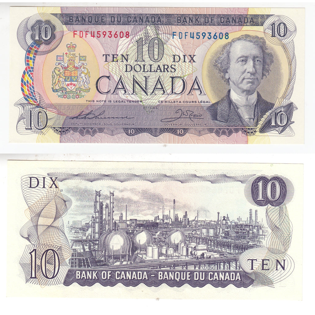 BC-49e 1971 Canada $10 Thiessen-Crow, FDF, Uncirculated (MS60)