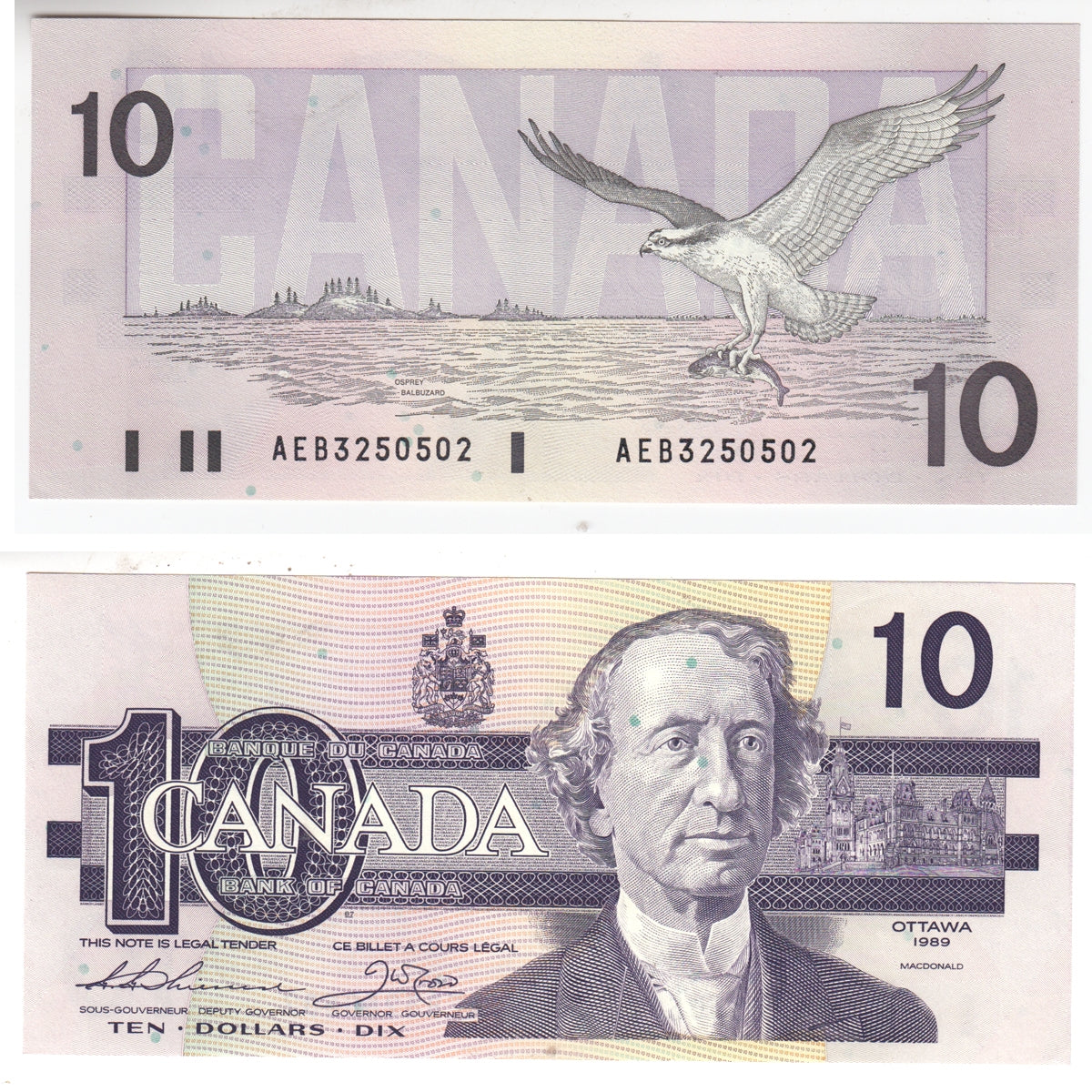 BC-57a 1989 Canada $10 Thiessen-Crow, AEB, Uncirculated (MS60)