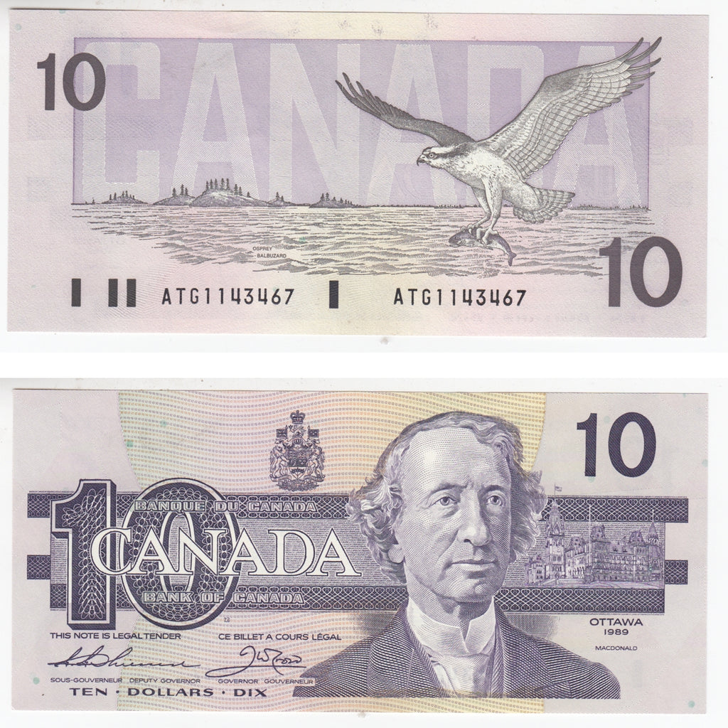 BC-57a 1989 Canada $10 Thiessen-Crow, ATG, Uncirculated (MS60)