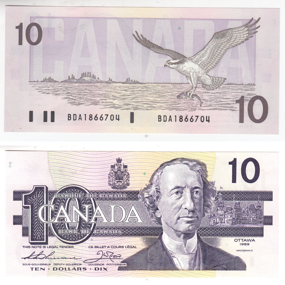 BC-57a 1989 Canada $10 Thiessen-Crow, BDA, Uncirculated (MS60)