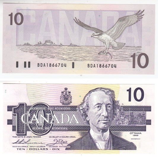 BC-57a 1989 Canada $10 Thiessen-Crow, BDA, Uncirculated (MS60)