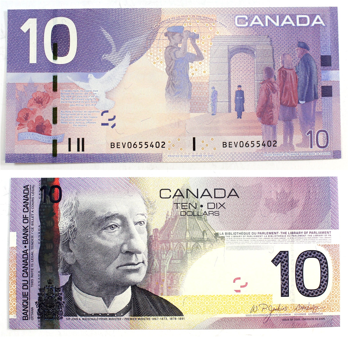 BC-68aA 2004 Canada $10 Jenkins-Dodge, BEV (0.45M-0.72M), Choice Uncirculated (CUNC63)