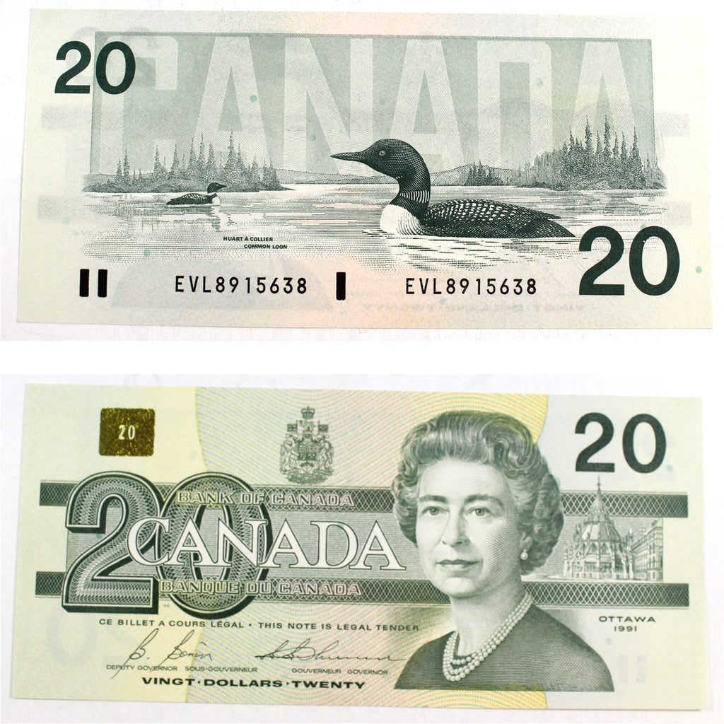 BC-58b 1991 Canada $20 Bonin-Thiessen, EVL, Uncirculated (MS60)