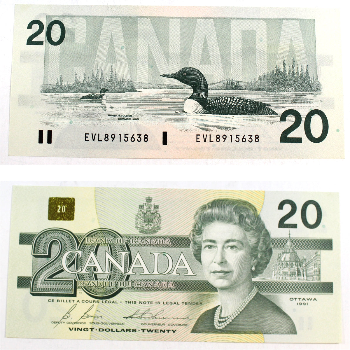 BC-58b 1991 Canada $20 Bonin-Thiessen, EVL, Uncirculated (MS60)