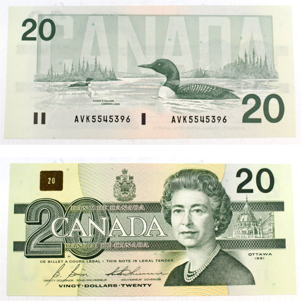 BC-58b-i 1991 Canada $20 Bonin-Thiessen, AVK, Choice Uncirculated (CUNC63)
